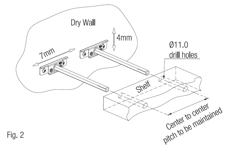 Ebco Wall Shelf Rod Adjustable